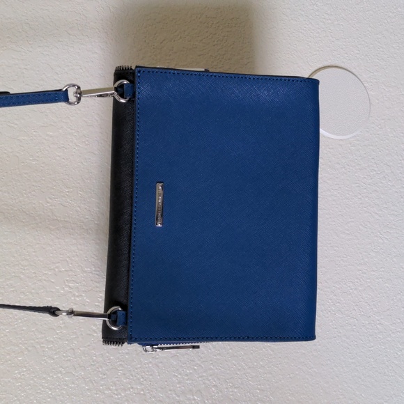 NWOT REBECCA MINKOFF MINI MARLOWE NAVY TAN BLACK CROSSBODY PURSE HANDBAG - Picture 3 of 7